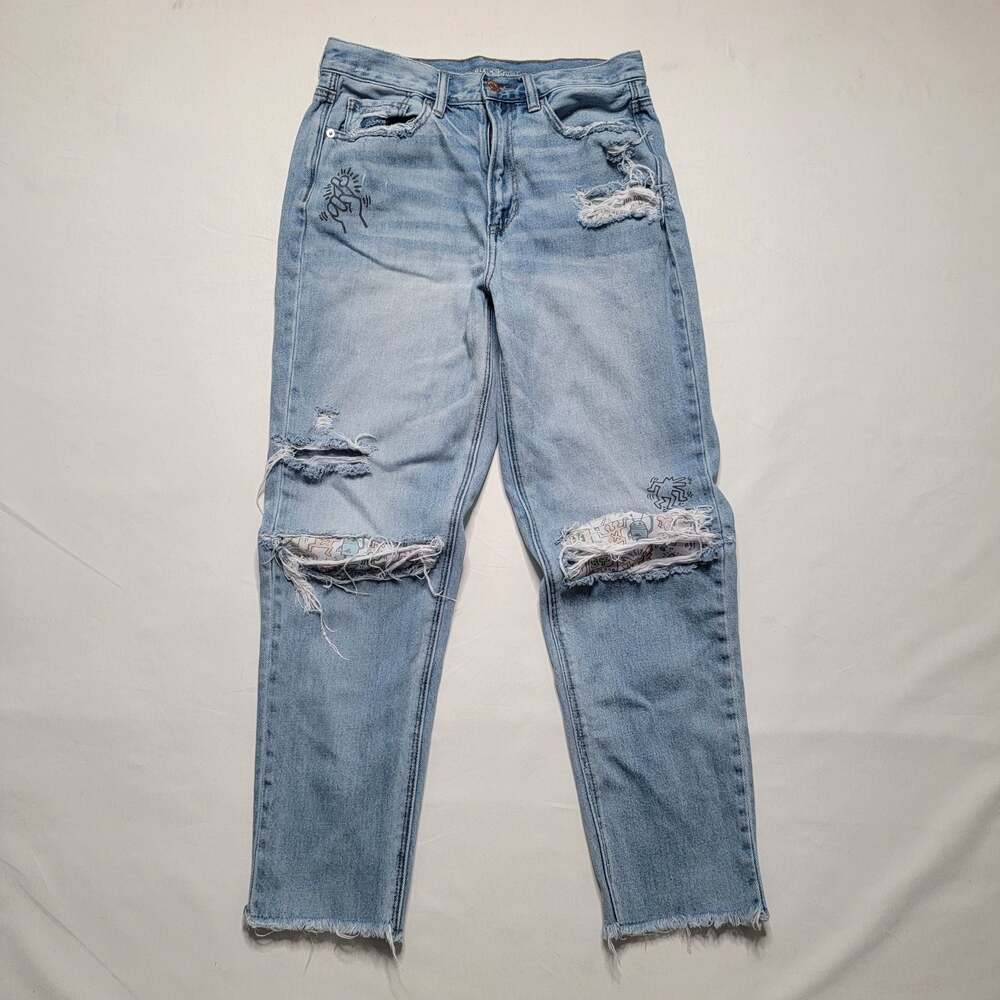 American Eagle x Keith Haring Limited Edition Distressed Size 6 Mom Jeans